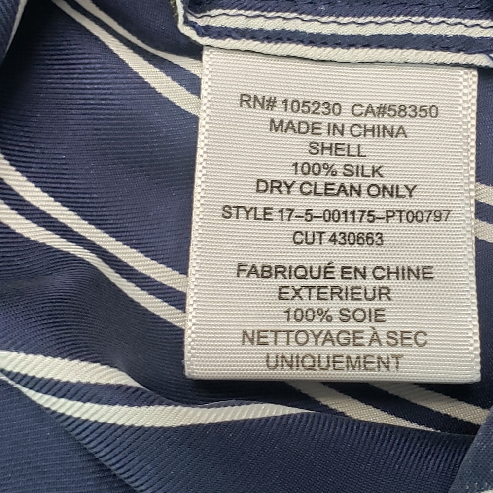 NWT Joie Addiena Silk Stripe Cropped Pants Dark Navy L Coastal Nautical Capsule - Picture 13 of 15